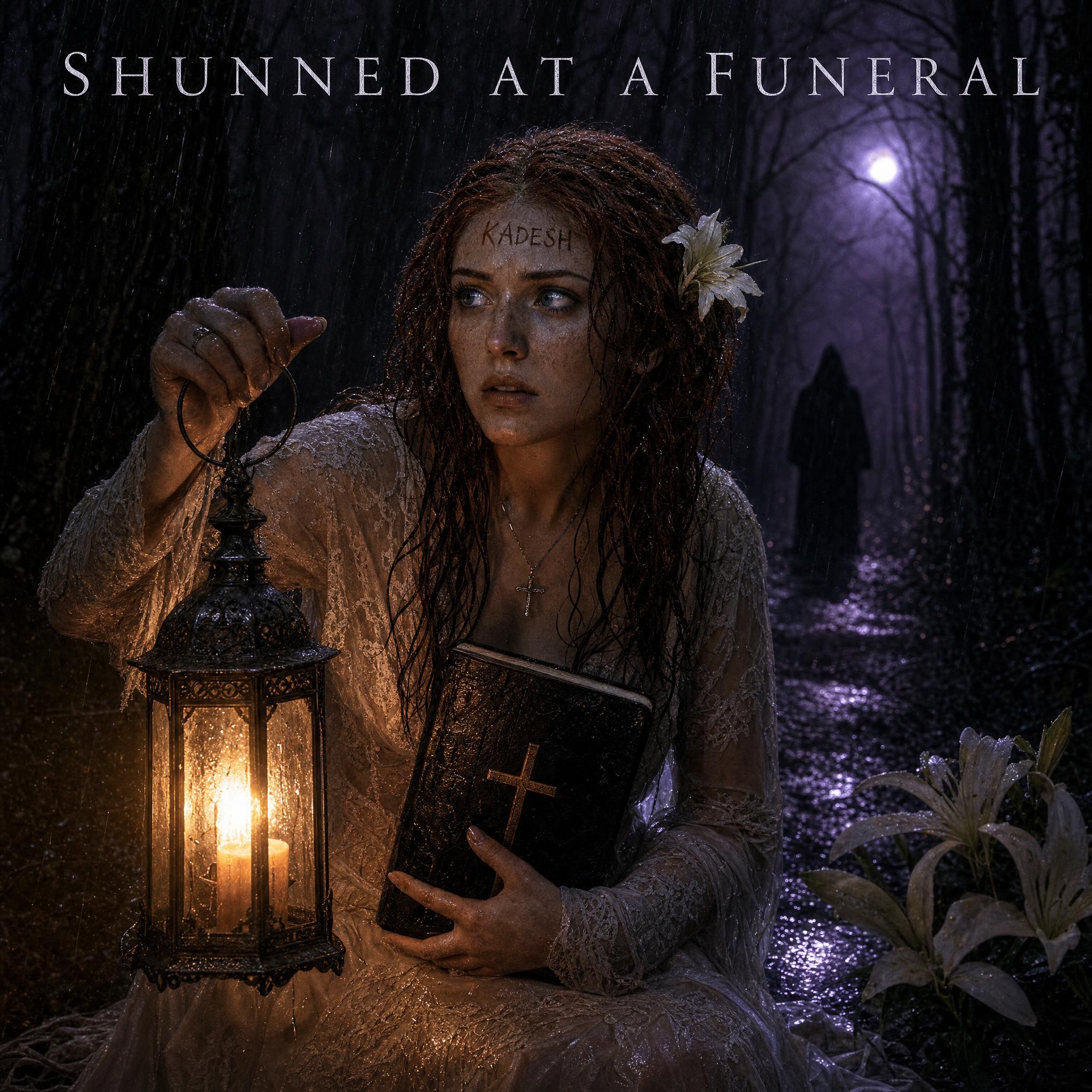 KADESH album cover featuring Madison holding a Bible and lantern in a moonlit forest